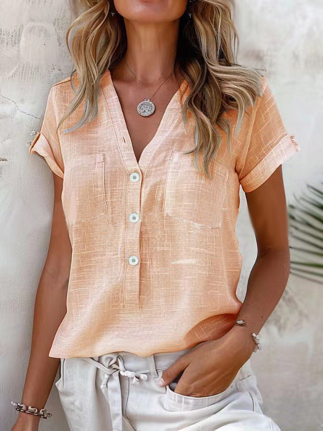 Alix | Luchtige linnen blouse met knoopdetail
