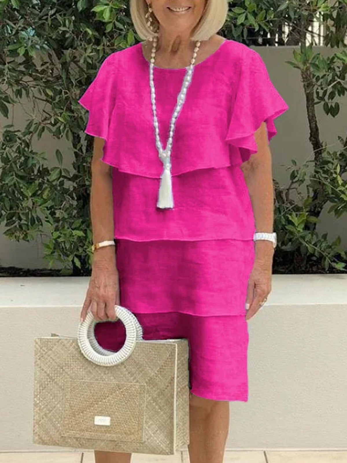 Cécile | Zomerse linnen midi-jurk met volantdetails