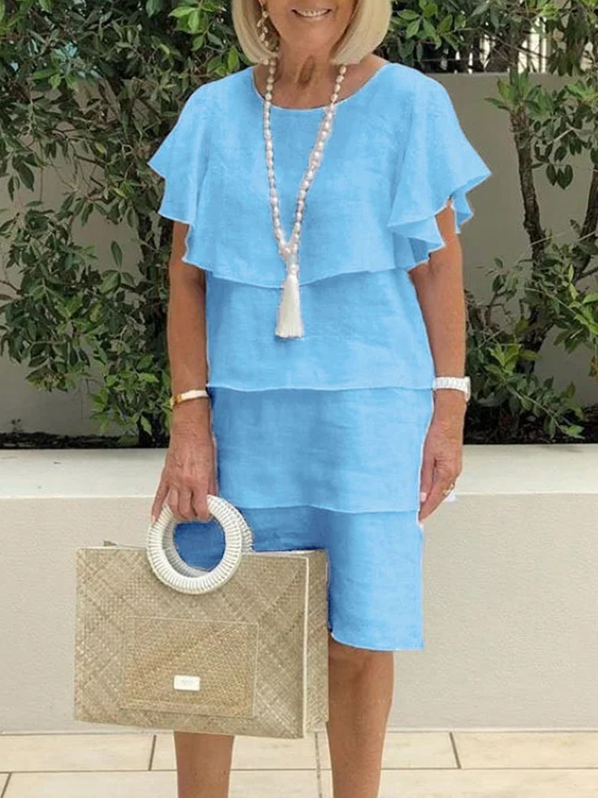 Cécile | Zomerse linnen midi-jurk met volantdetails