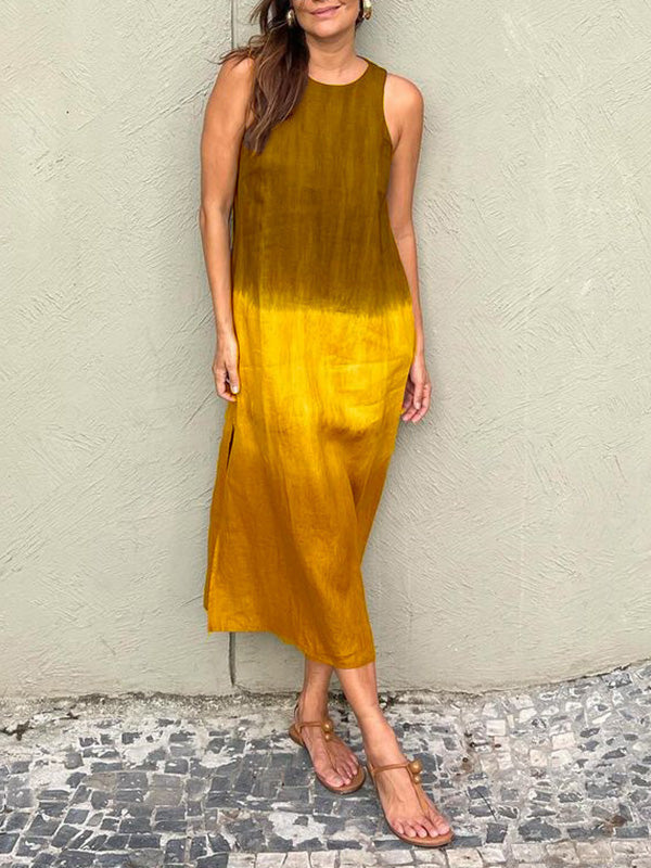 Maribel | Mouwloze maxi-jurk met ombre-effect
