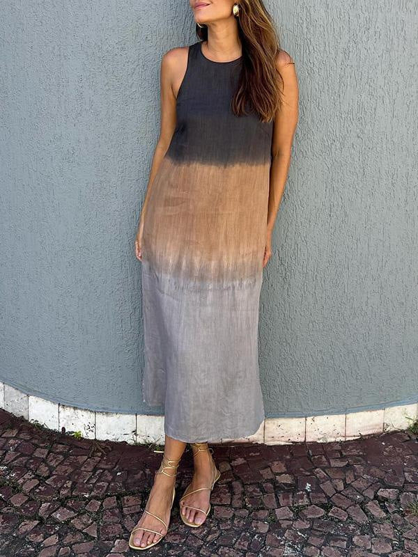 Maribel | Mouwloze maxi-jurk met ombre-effect
