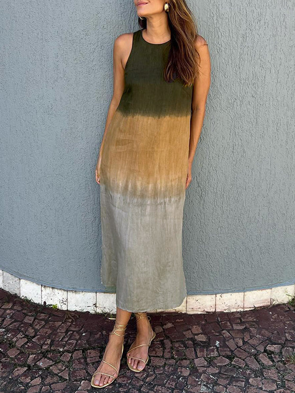 Maribel | Mouwloze maxi-jurk met ombre-effect