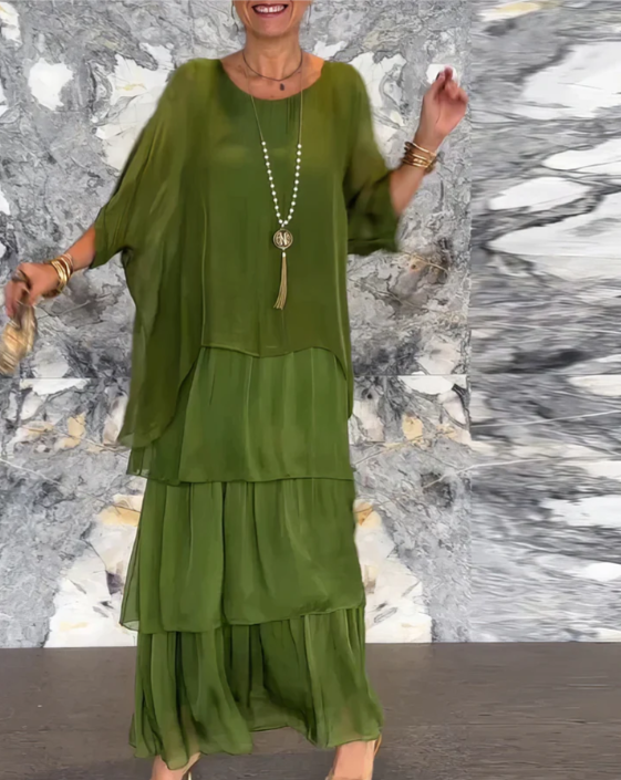 Sophie | Robe longue fluide à volants