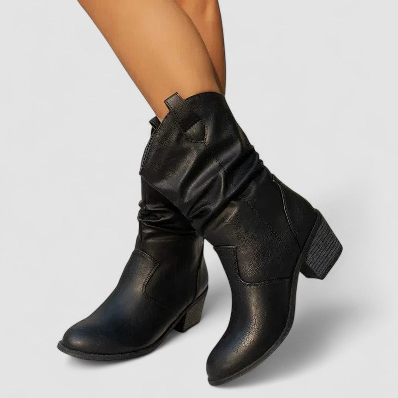 Leonor | Bottes à Tige Froissée avec Talon