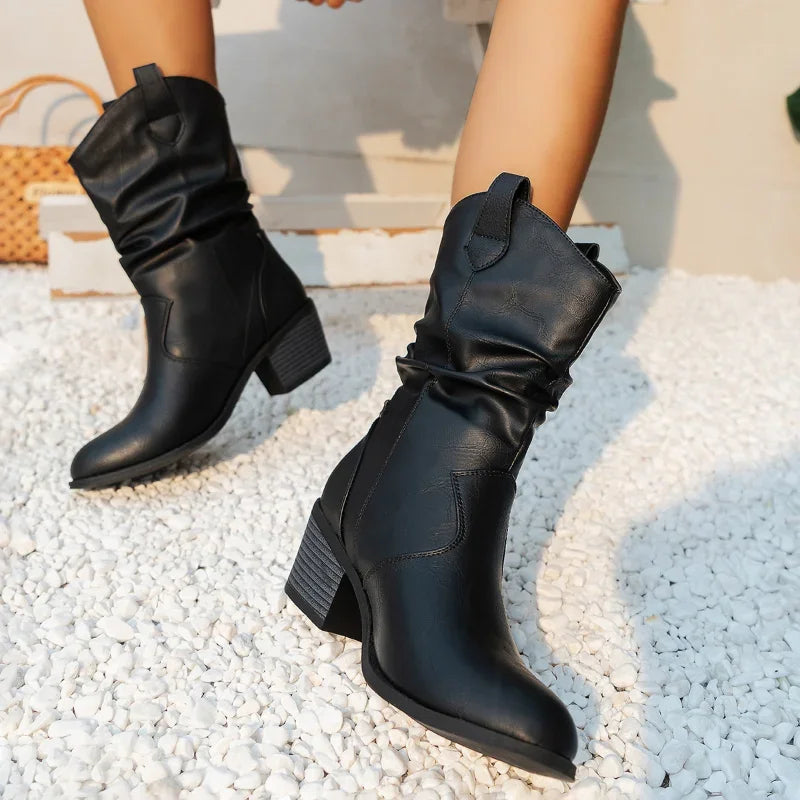 Lyona | Bottines cowboy à talon bloc