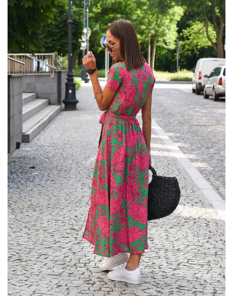 Julia | Robe Midi Cache-Cœur Florale