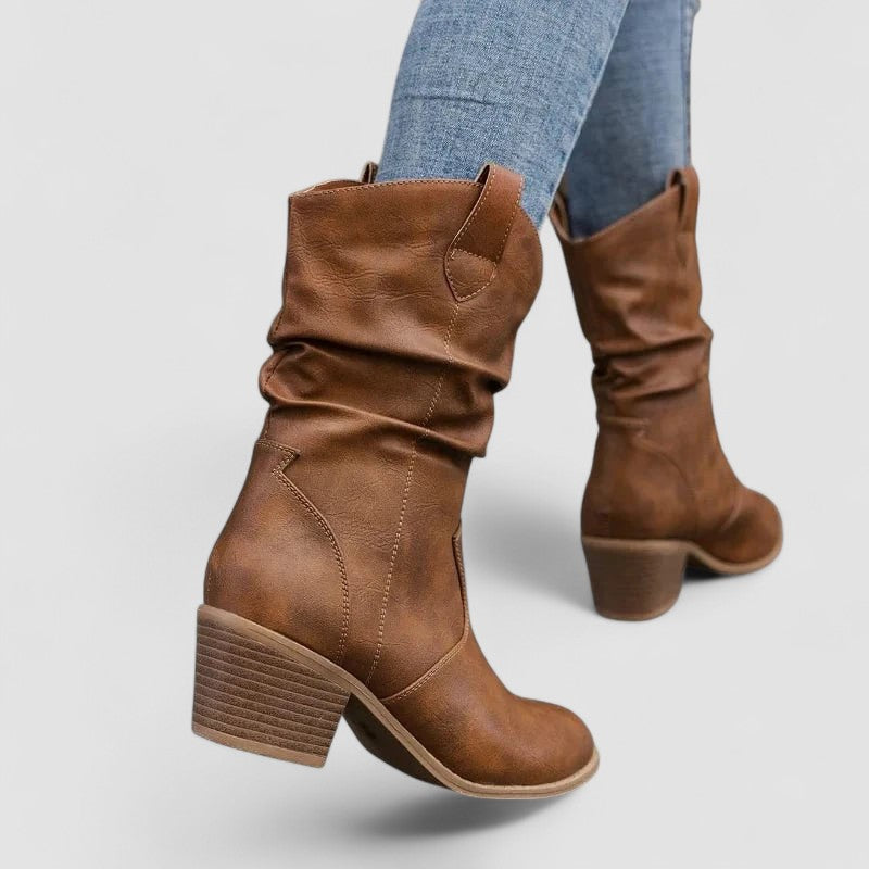 Leonor | Bottes à Tige Froissée avec Talon