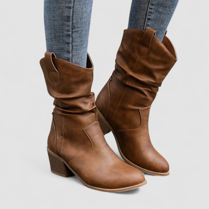 Leonor | Bottes à Tige Froissée avec Talon