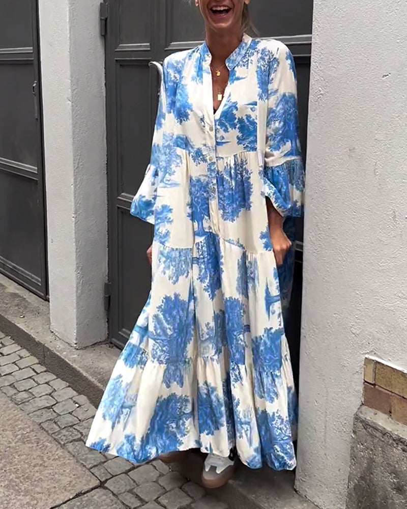 Francesca | Losvallende maxi-jurk met statementprint
