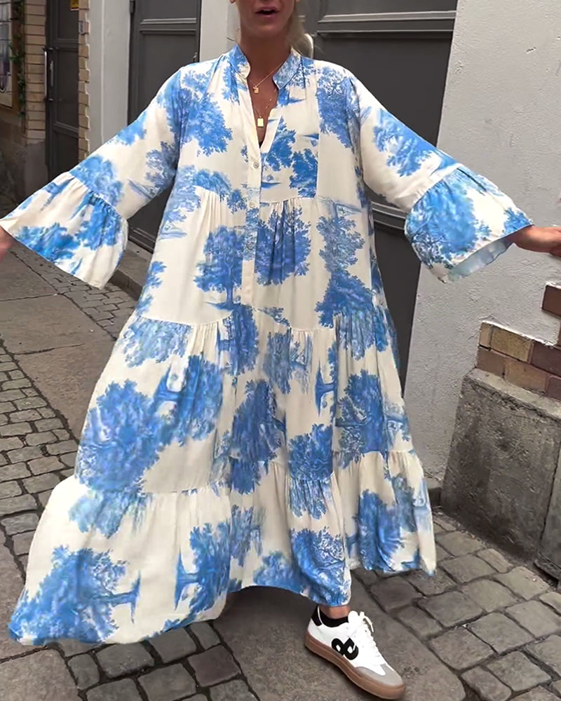 Francesca | Losvallende maxi-jurk met statementprint