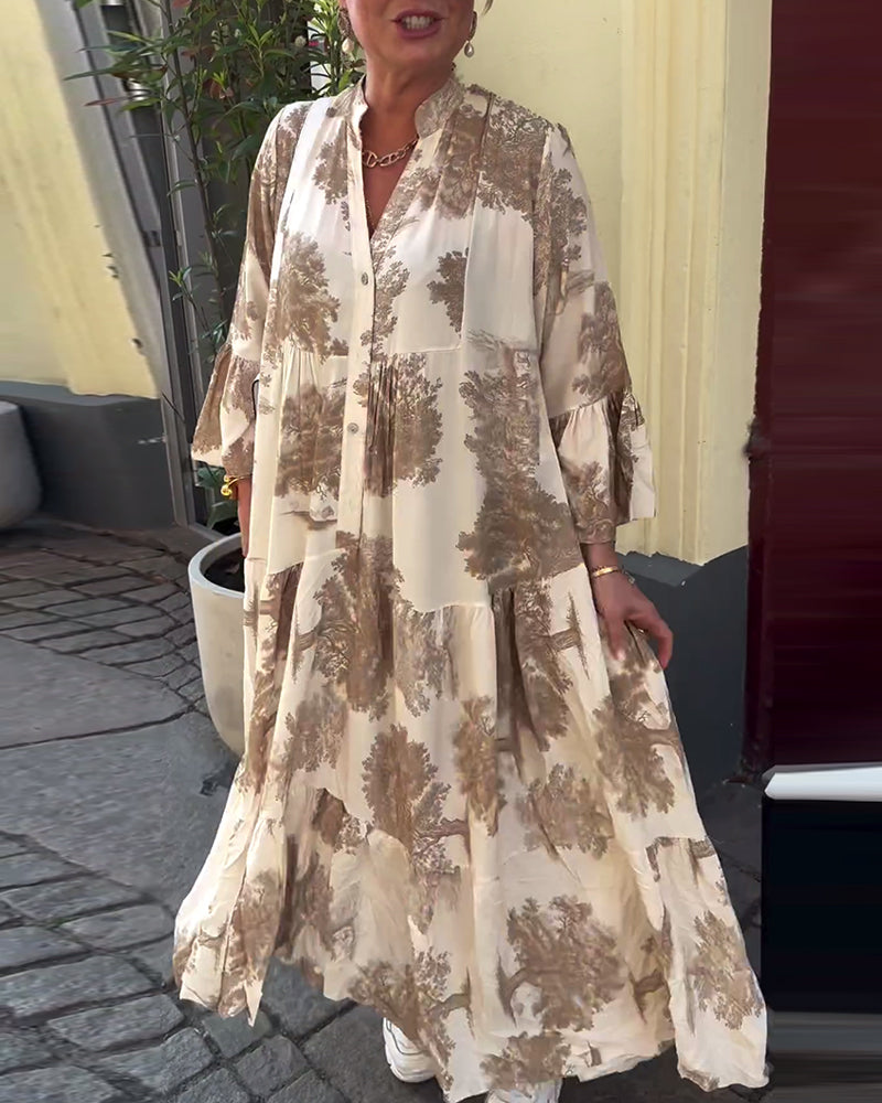 Francesca | Losvallende maxi-jurk met statementprint