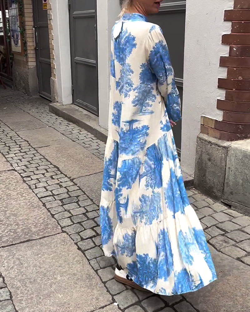 Francesca | Losvallende maxi-jurk met statementprint