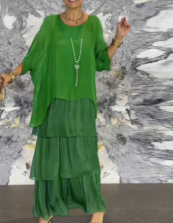 Sophie | Robe longue fluide à volants