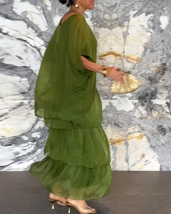 Sophie | Robe longue fluide à volants