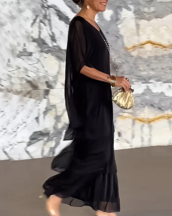 Sophie | Robe longue fluide à volants