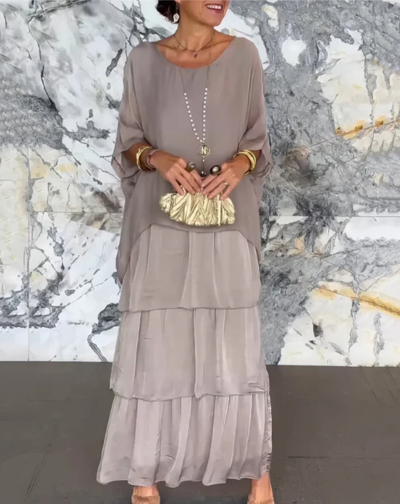 Sophie | Robe longue fluide à volants