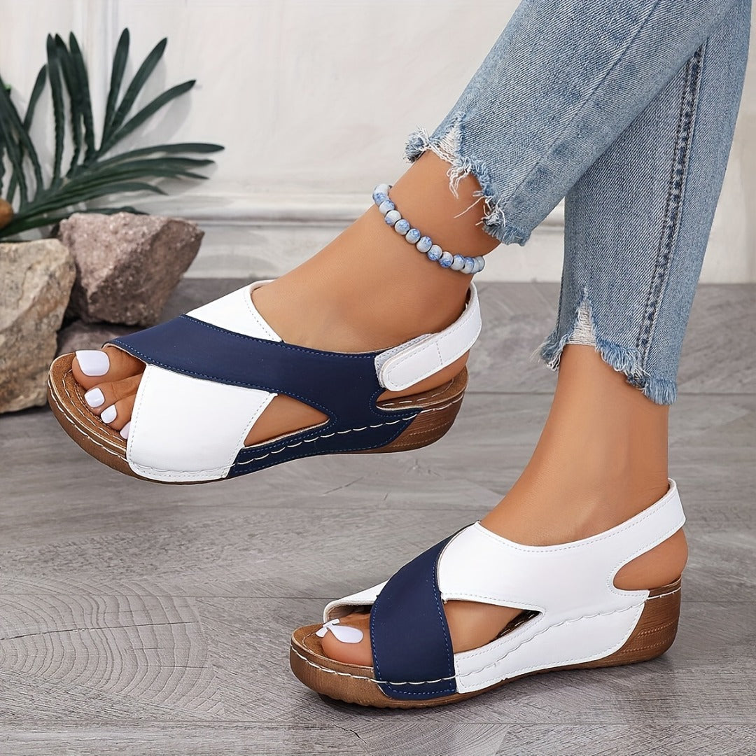 Clara | Sandales confort bicolores à semelle ergonomique