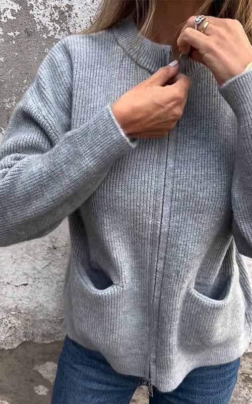 Lorine | Casual knit vest met ritssluiting
