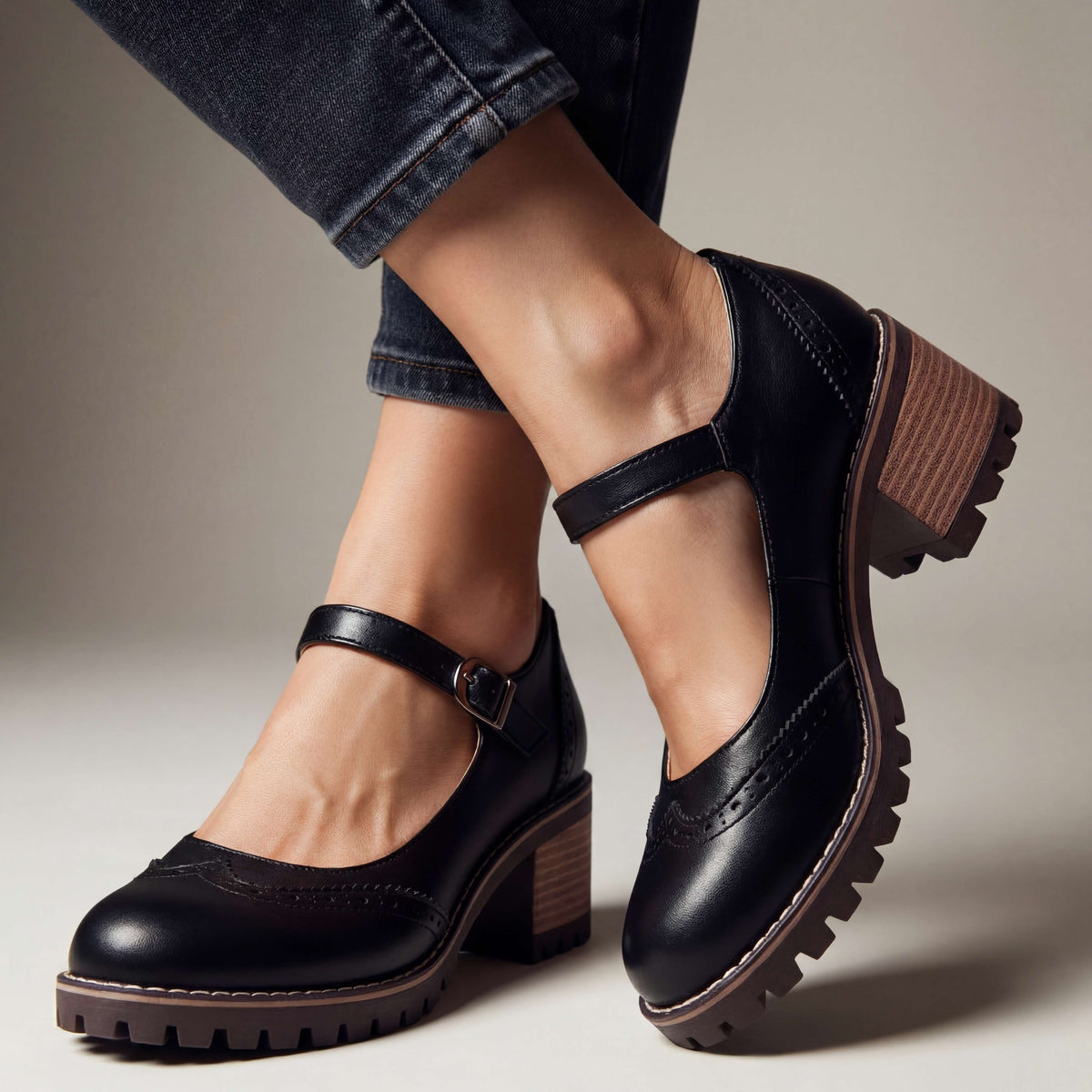 Solène | Escarpins brogue à talon carré