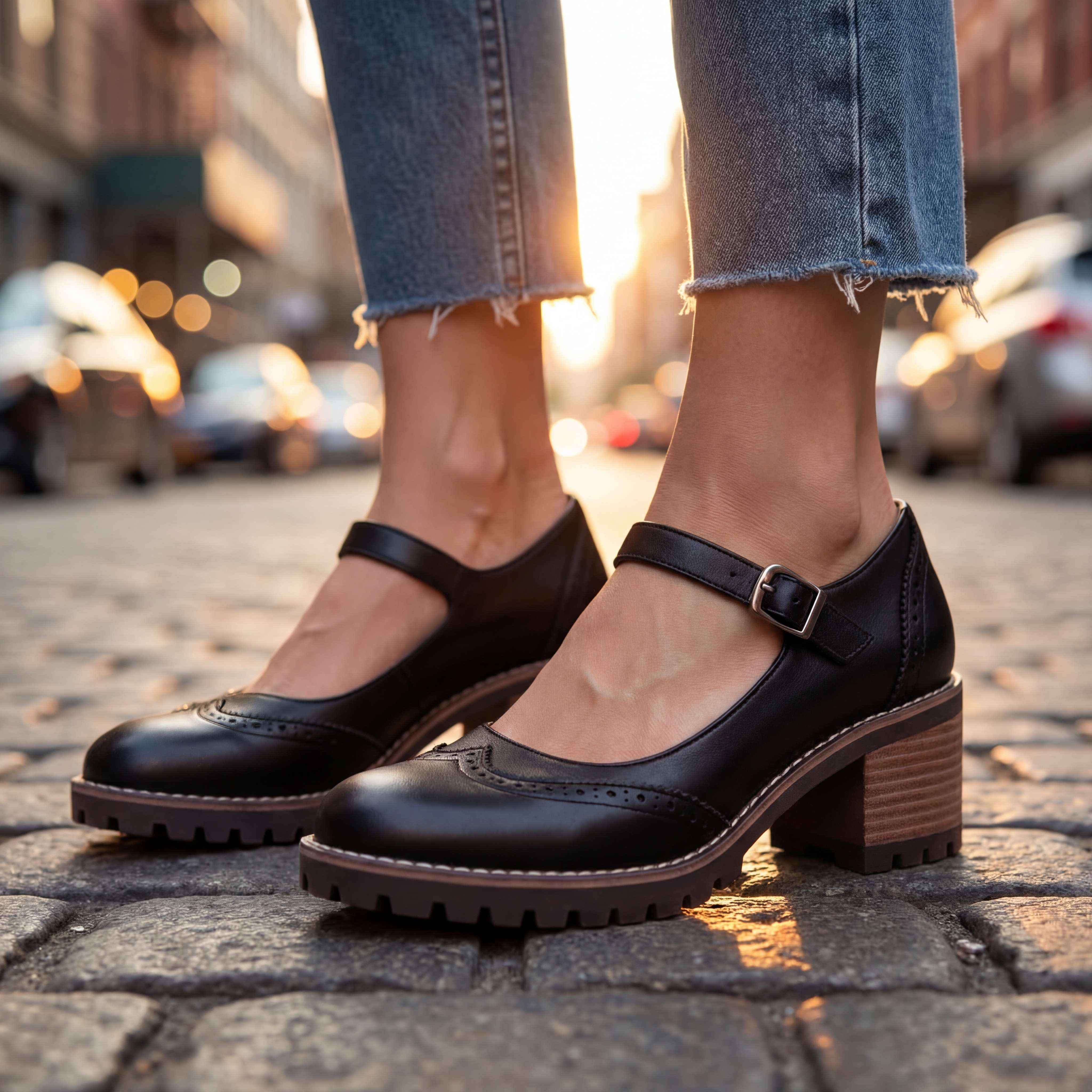 Solène | Escarpins brogue à talon carré