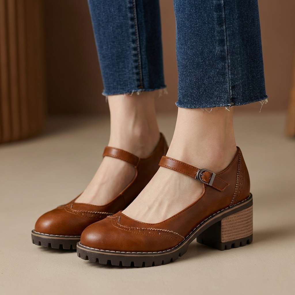 Solène | Escarpins brogue à talon carré