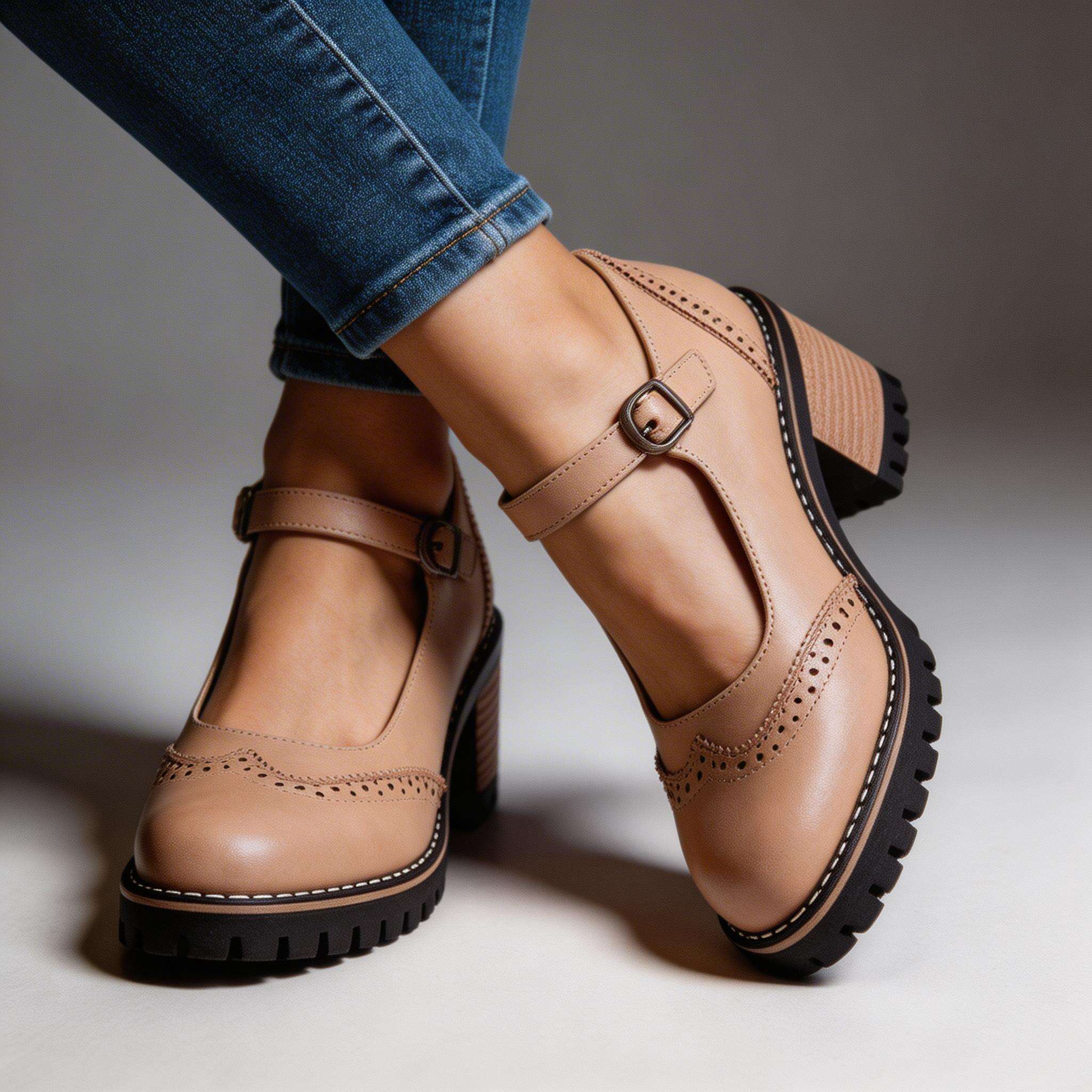 Solène | Escarpins brogue à talon carré