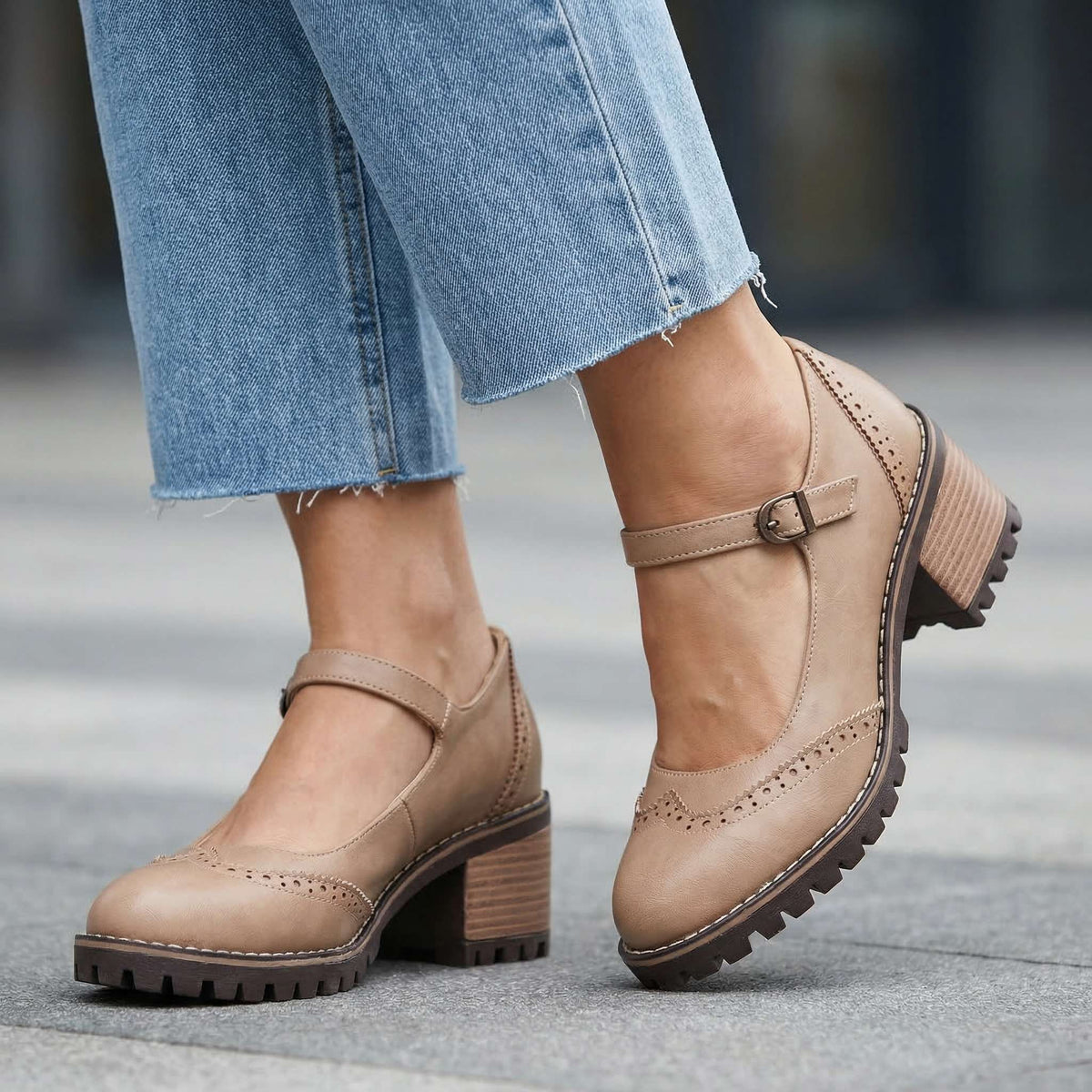 Solène | Escarpins brogue à talon carré
