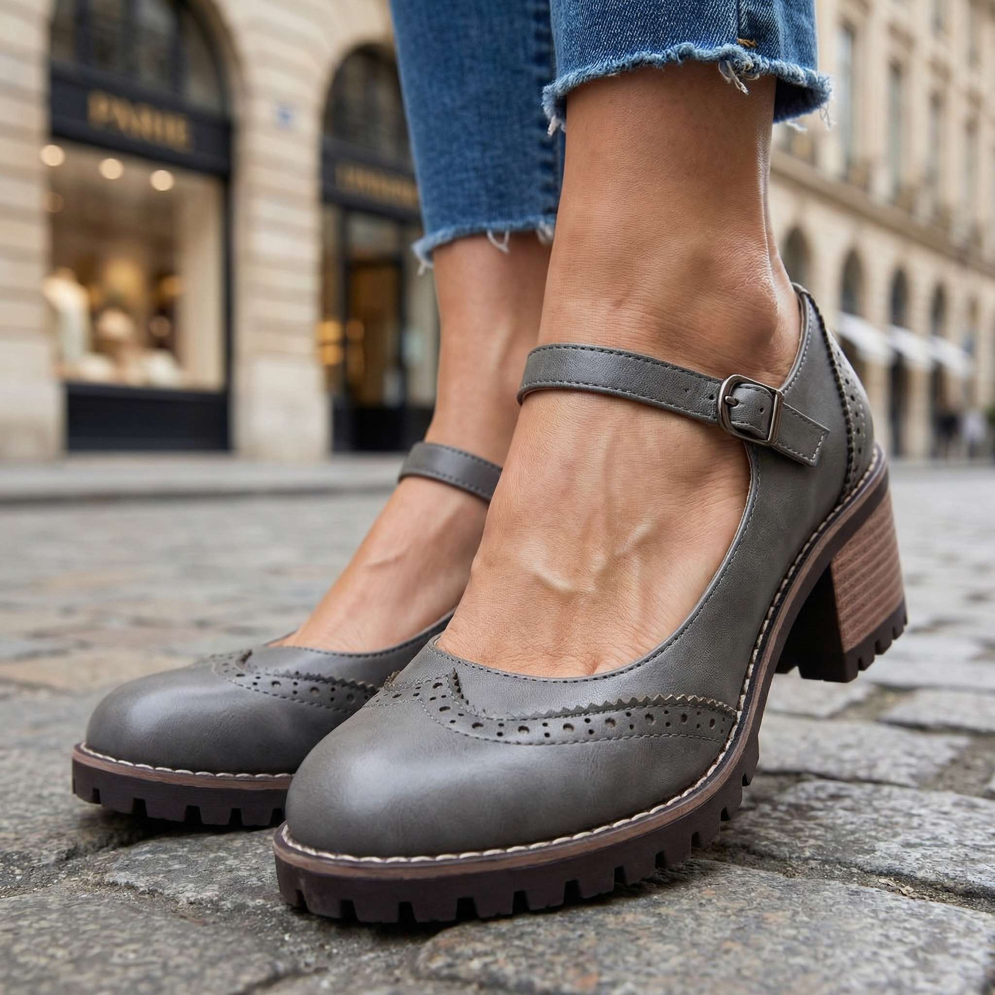 Solène | Escarpins brogue à talon carré