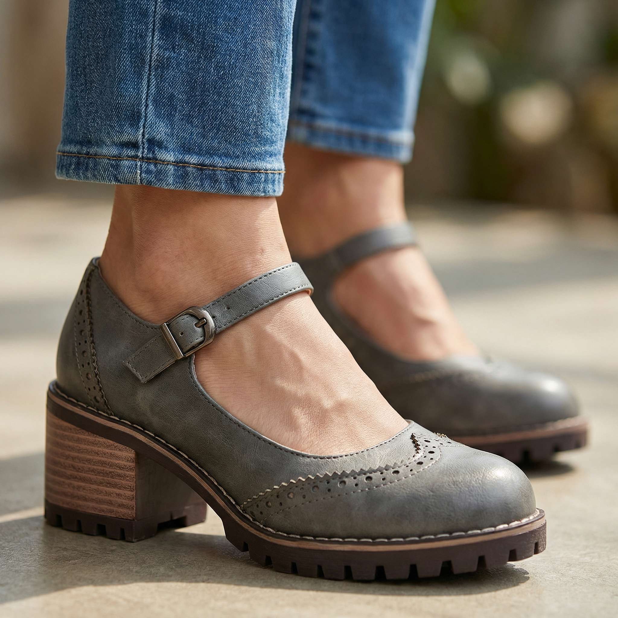 Solène | Escarpins brogue à talon carré