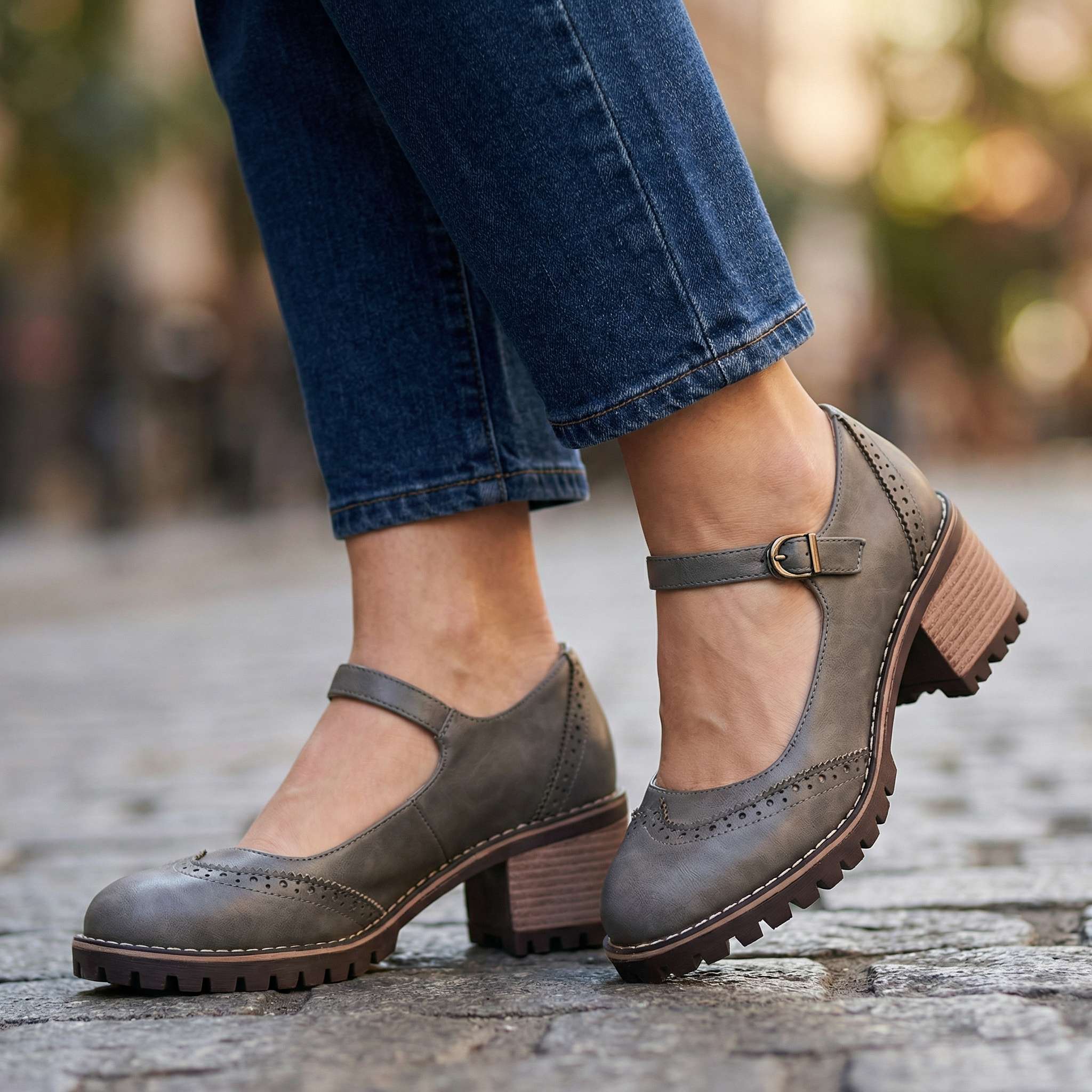 Solène | Escarpins brogue à talon carré