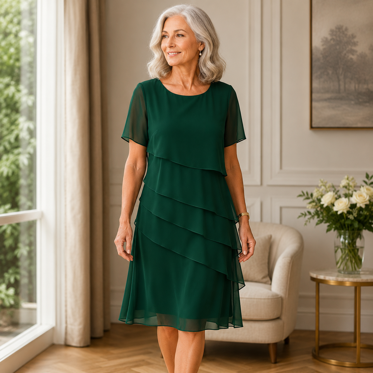 Linda | Robe élégante à volants fluides