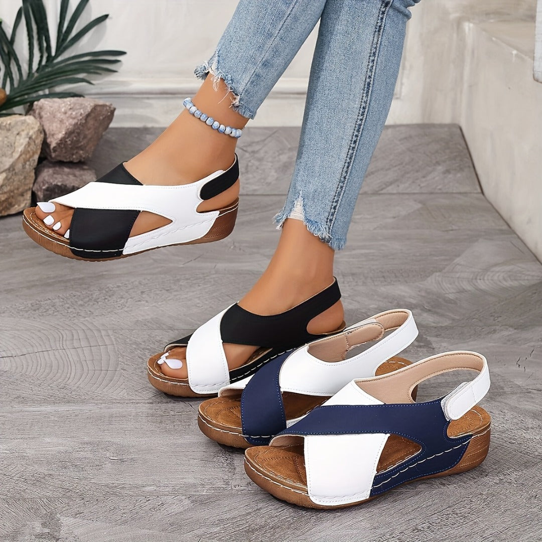 Clara | Sandales confort bicolores à semelle ergonomique