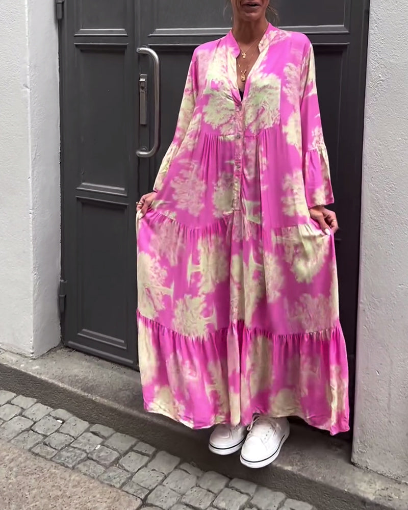 Francesca | Losvallende maxi-jurk met statementprint