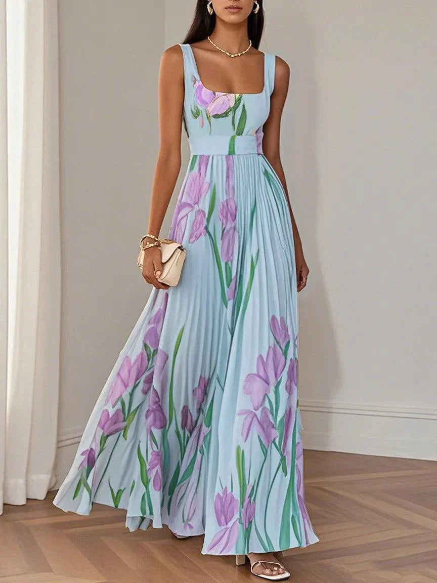 Fiora | Zomerse plisséjurk met romantische bloemenprint