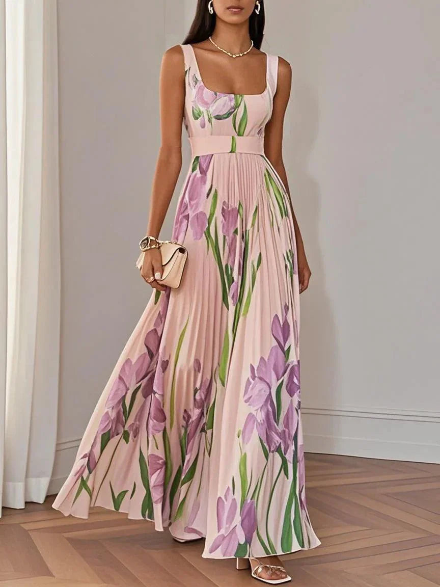 Fiora | Zomerse plisséjurk met romantische bloemenprint