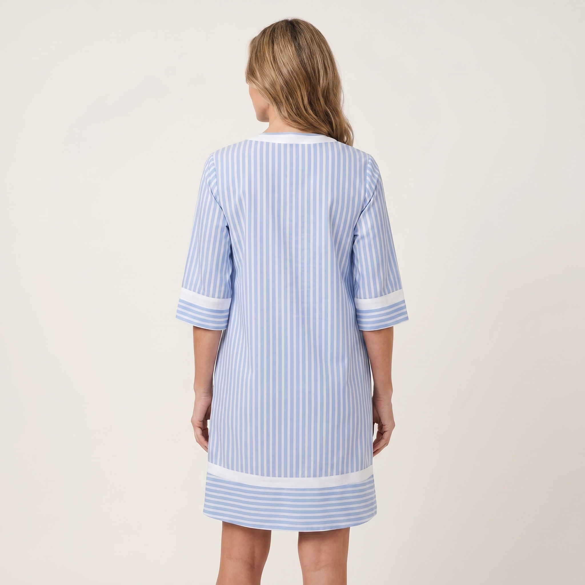 Sanina | Robe T-shirt en coton à rayures avec bord contrasté