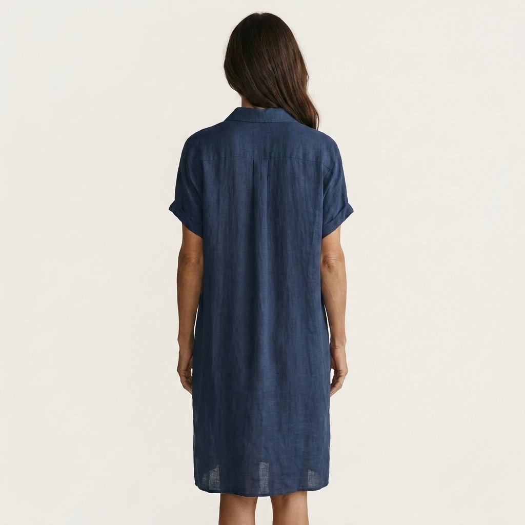 Nidalie | Robe Chemise Midi avec Manches Roulées