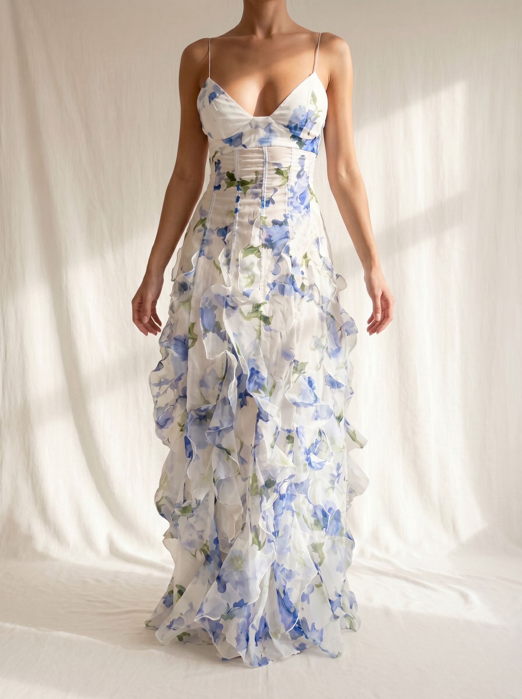 Uri | Robe Midi Fleurie avec Volants