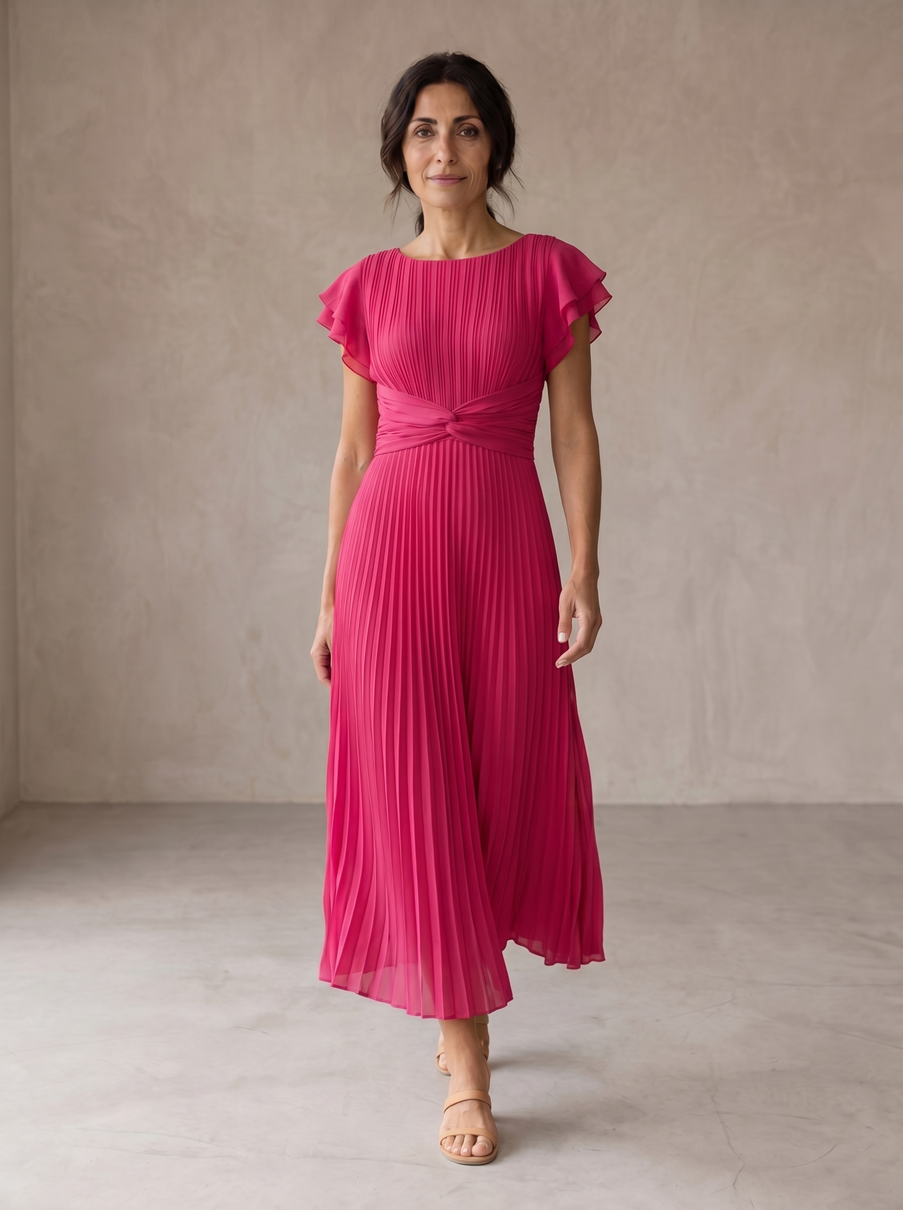 Seraphina | Élégant Maxi Robe Plissée avec Taille Nouée