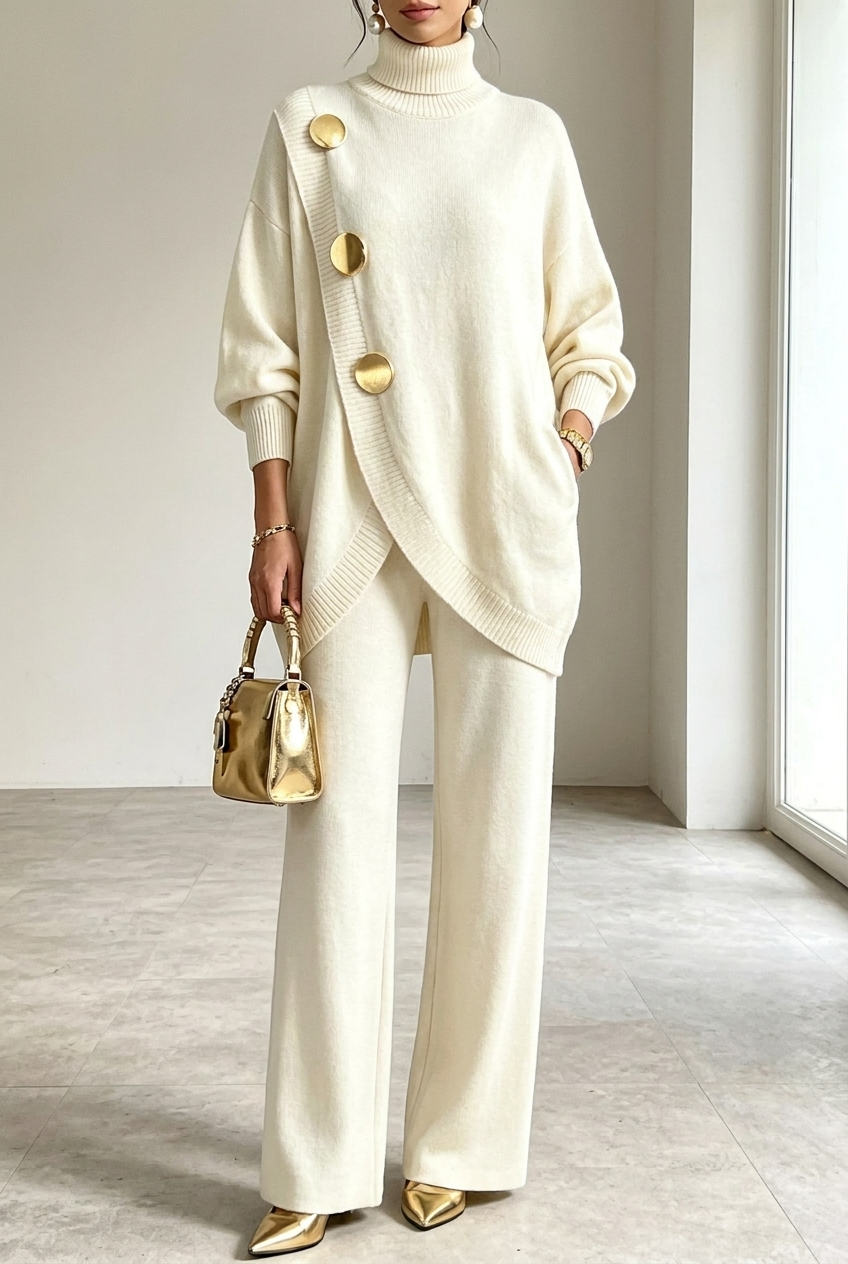 Émeline | Ensemble pull à col roulé et pantalon large