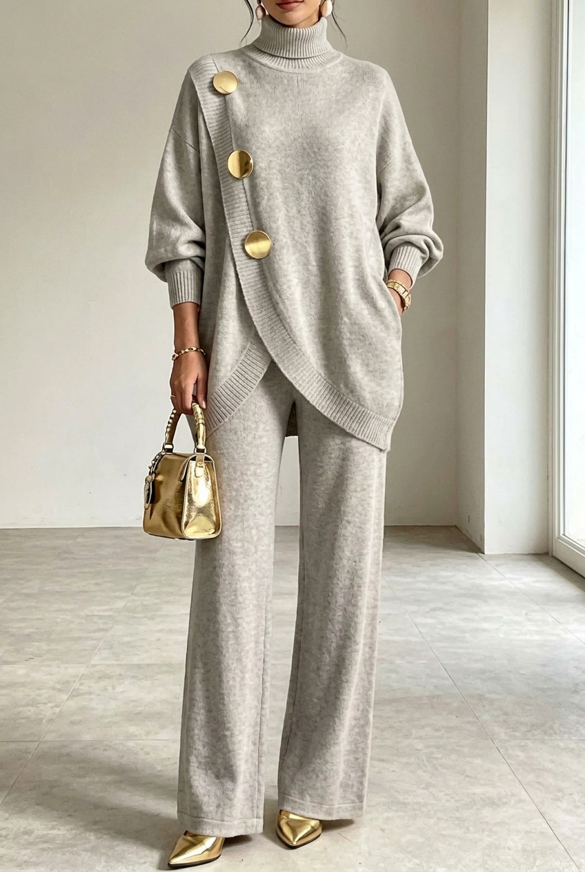 Émeline | Ensemble pull à col roulé et pantalon large