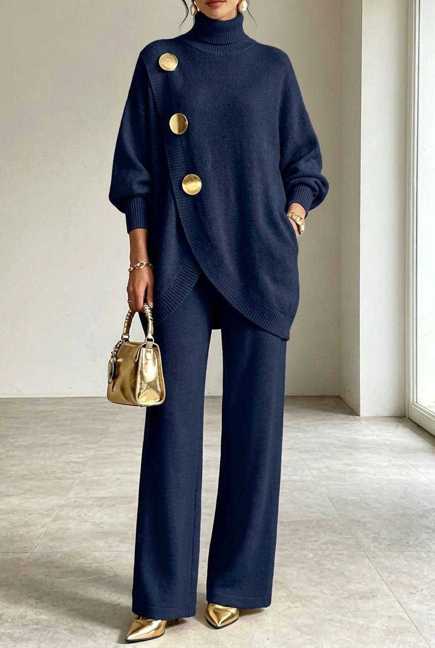 Émeline | Ensemble pull à col roulé et pantalon large