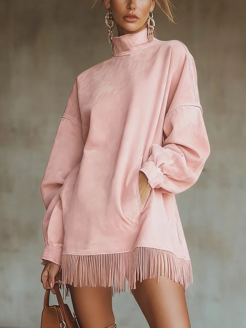 Soleya | Pull oversize à franges bohème