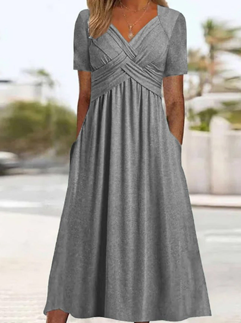 Maud | Robe midi à col en V tressé