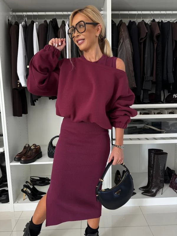 Alizée | Ensemble 2 pièces élégant à jupe midi
