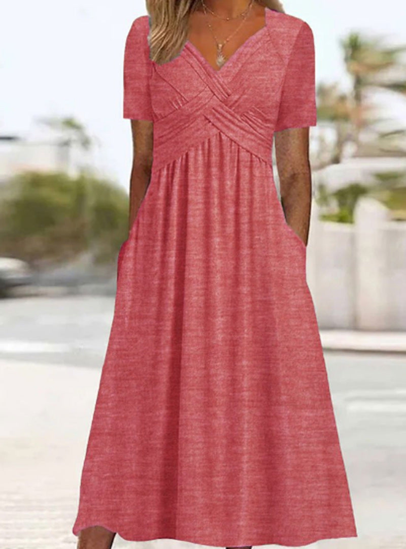 Maud | Robe midi à col en V tressé