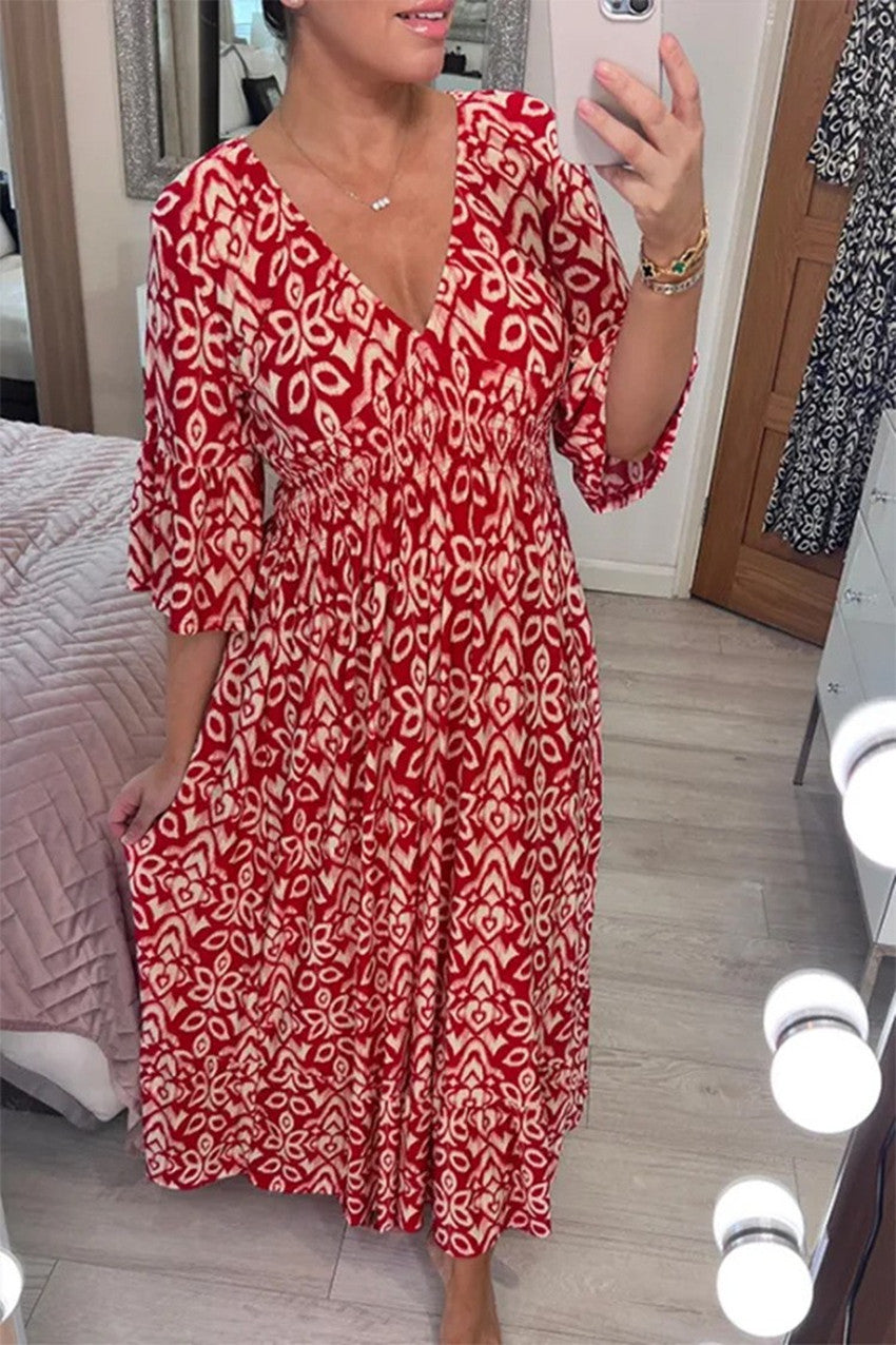 Milou | Vrouwelijke maxi-jurk met speelse v-hals
