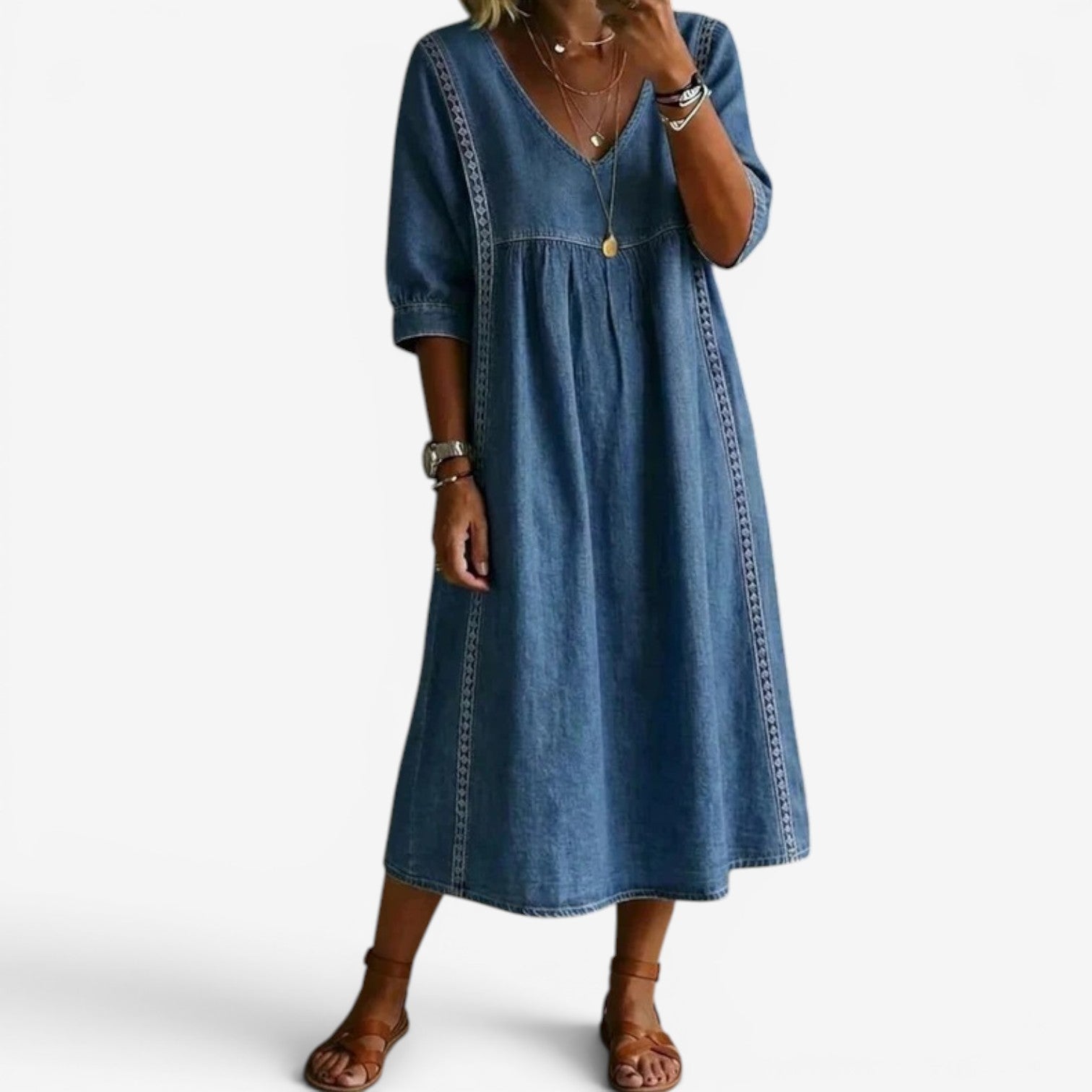 Clémence | Robe midi fluide à col V