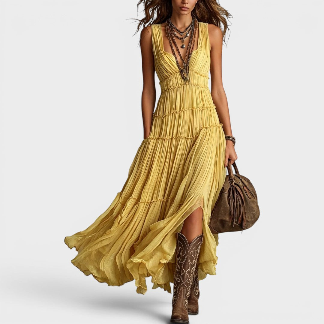 Maïa | Robe bohème longue à décolleté en V