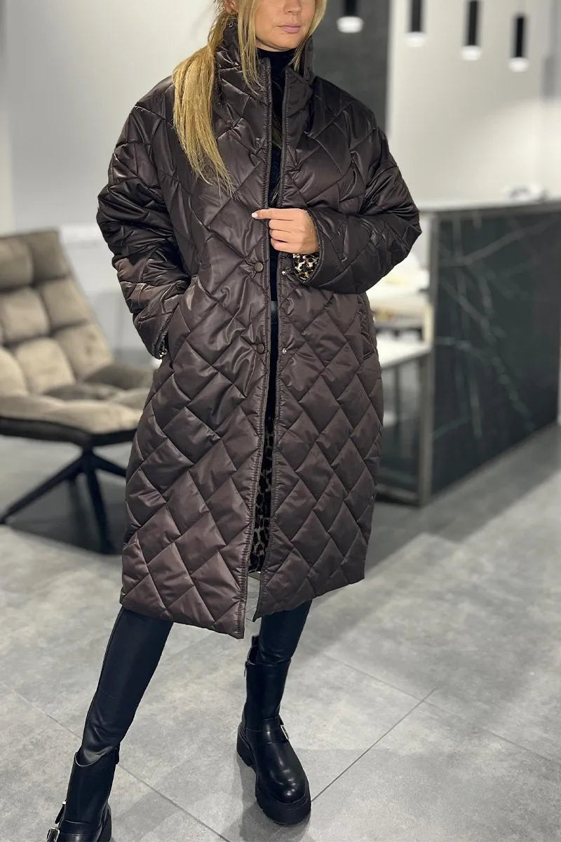 Noémie | Manteau matelassé à doublure léopard
